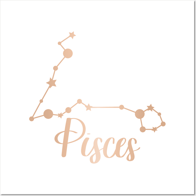 Pisces Zodiac Constellation in Rose Gold Wall Art by Kelly Gigi